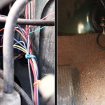 Wires run through the firewall