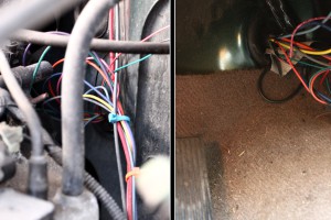 Wires run through the firewall